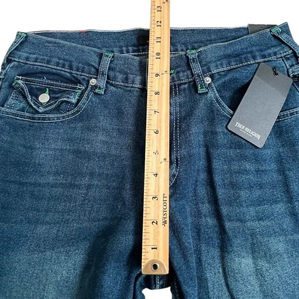 NEW True Religion Mens 31X34 Ricky Relaxed Straight‎ Flap Pocket Dark Wash Jeans
